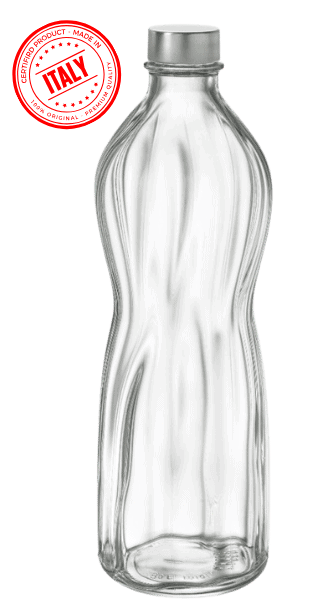 בקבוק מים 1 ליטר - זכוכית איכותית [תוצרת איטליה]