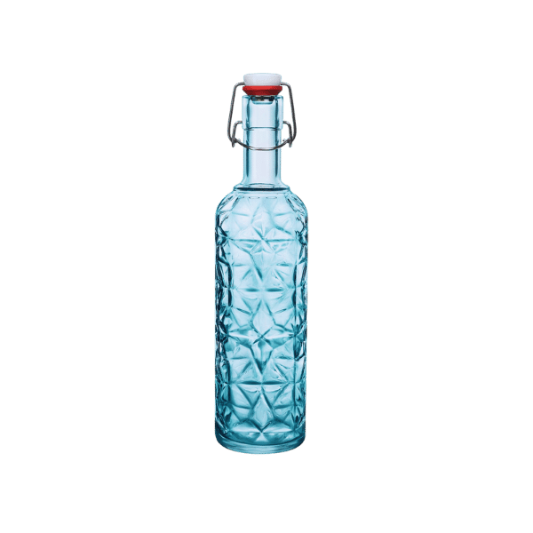 בקבוק זכוכית כחולה למים | מיוצר באיטליה Bormioli Rocco