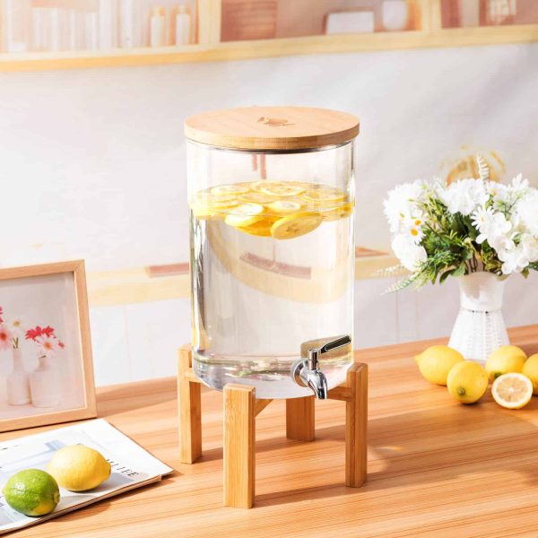 דיספנסר זכוכית 8 ליטר clear water עם ברז נירוסטה למים חיים.