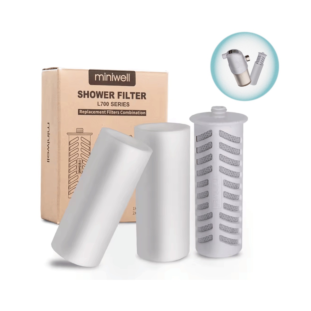 פילטר החלפה לפילטר למקלחת miniwell | מסיר 99.5% מהכלור