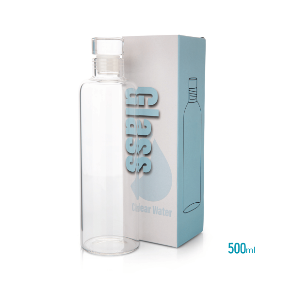 בקבוק זכוכית עם פקק זכוכית ועיטור פרח החיים 500ml