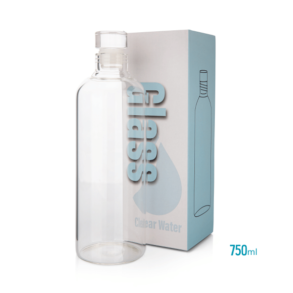 בקבוק זכוכית עם פקק זכוכית ועיטור פרח החיים 750ml